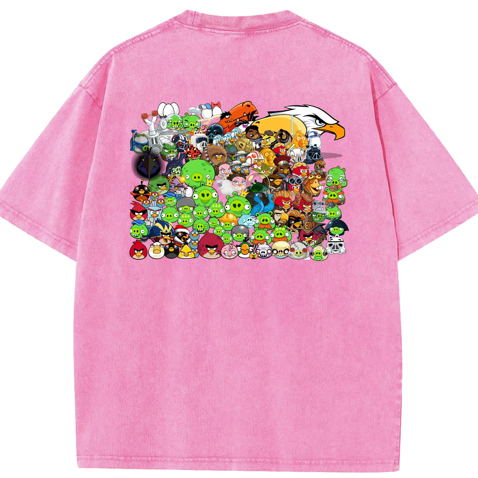 （画像用） Angry Birds アングリーバード 綿100% ヴィンテージ風 半袖Tシャツ（背面プリント）